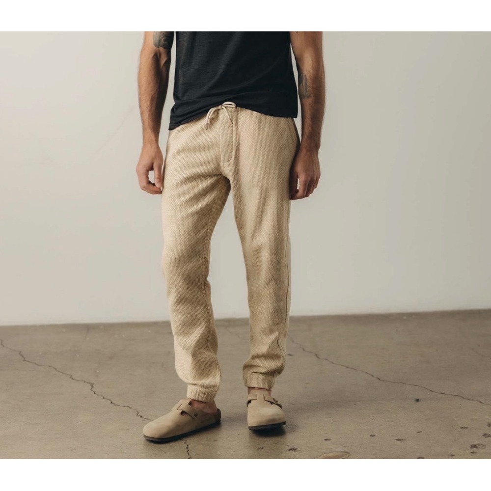 Taylor Stitch Apres Jogger Pants XL Natural Sashiko Organic Cotton Casual